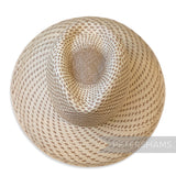 Petershams Millinery Supplies vintage Ecuador toquilla straw capeline with double dash pattern and partially blocked crown