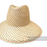 Petershams Millinery Supplies vintage Ecuador toquilla straw capeline with a spiral dash pattern and partially blocked crown
