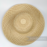 Petershams Millinery Supplies vintage Ecuador Panama straw capeline hat body with a fine spiral weave pattern.