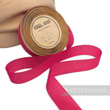 Petershams Millinery Supplies vintage 25mm pink nylon ribbon roll with Qual. 2058 label for millinery and crafts