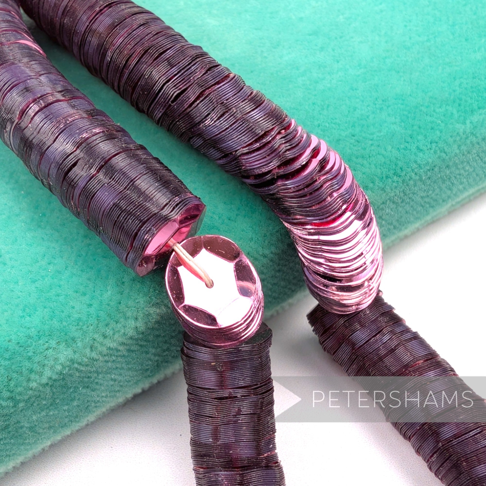 Petershams Millinery Supplies vintage 10mm cupped purple sequin worm strings for embroidery and bridal work