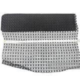 Petershams Millinery Supplies vintage Swiss laminated raffia mesh fabric in a black and white checkerboard pattern.