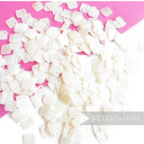 Petershams Millinery Supplies vintage white ribbed square sequins from the 1940s 50s for bridal craft projects