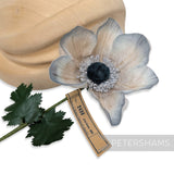 Petershams Millinery Supplies vintage 1960s German silk anemone flower mount with gradient petals and fuzzy center