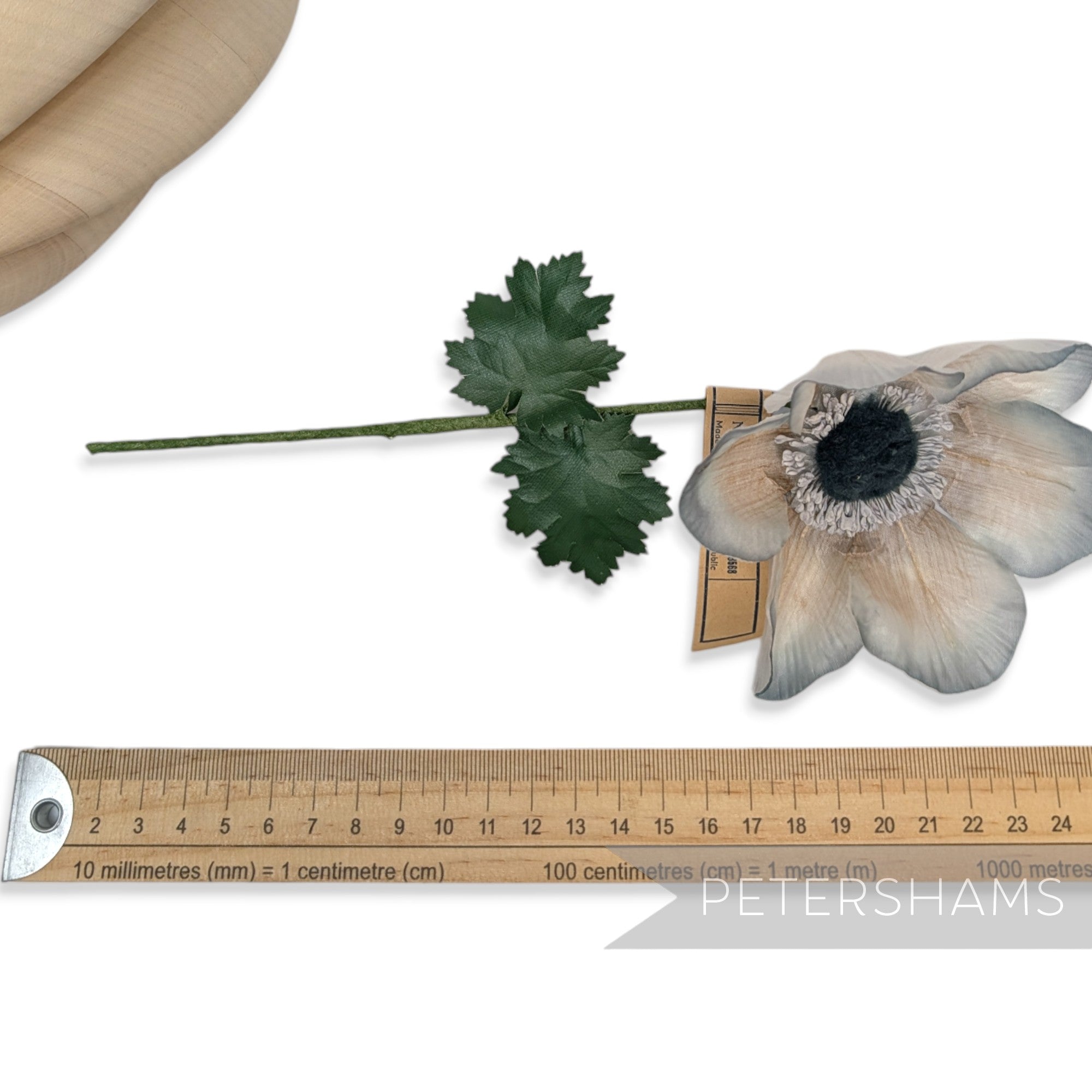 Petershams Millinery Supplies vintage 1960s German silk anemone flower mount with gradient petals and wired stem