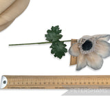 Petershams Millinery Supplies vintage 1960s German silk anemone flower mount with gradient petals and wired stem
