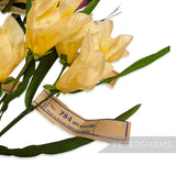 Petershams Millinery Supplies vintage 1960s German silk freesia flower mount in pale apricot with wired stems.