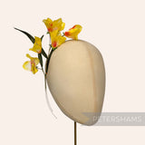 Petershams Millinery Supplies vintage 1960s German silk freesia flower mount in yellow