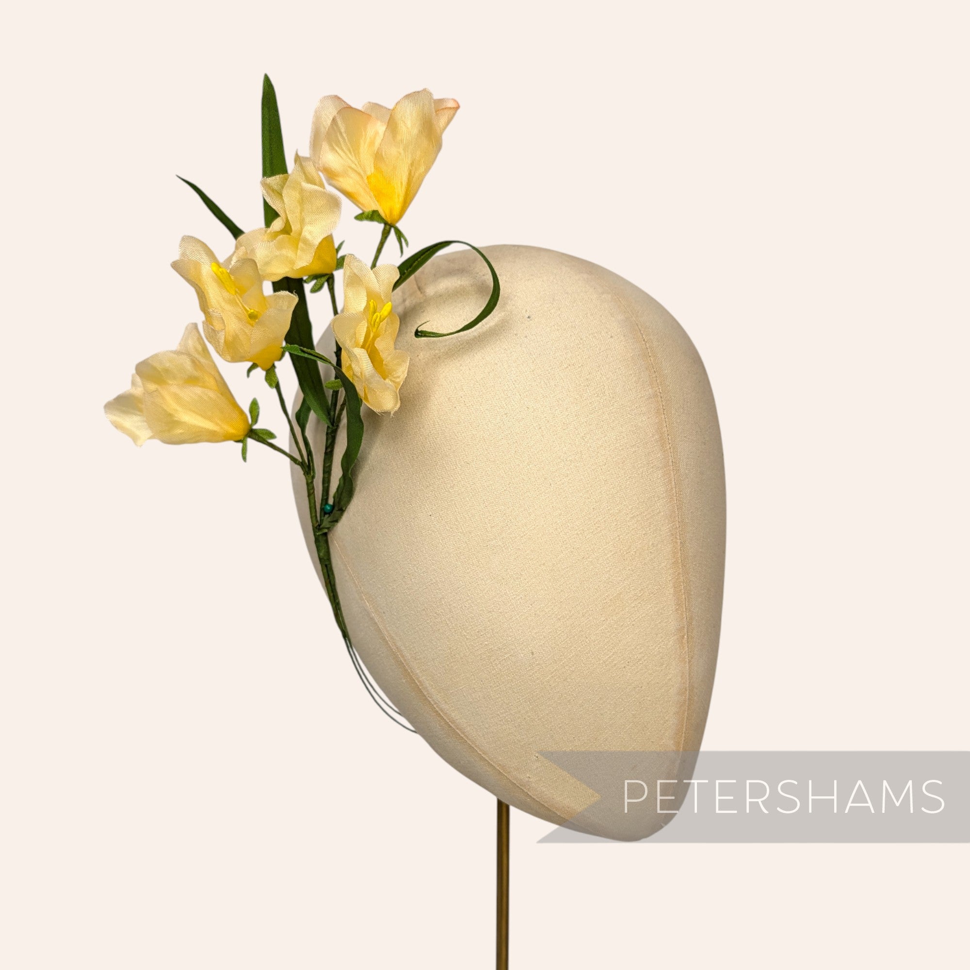 Petershams Millinery Supplies vintage 1960s German silk freesia flower mount