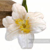 Petershams Millinery Supplies vintage 1950s German silk hibiscus ivory with beige flower with long yellow stamens and veined petals