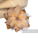 Petershams Millinery Supplies Thelma vintage style flower with layered gold silk and sheer organza petals.