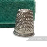 Petershams Millinery Supplies vintage German steel sewing thimble with dimpled texture and size 17.5mm engraving