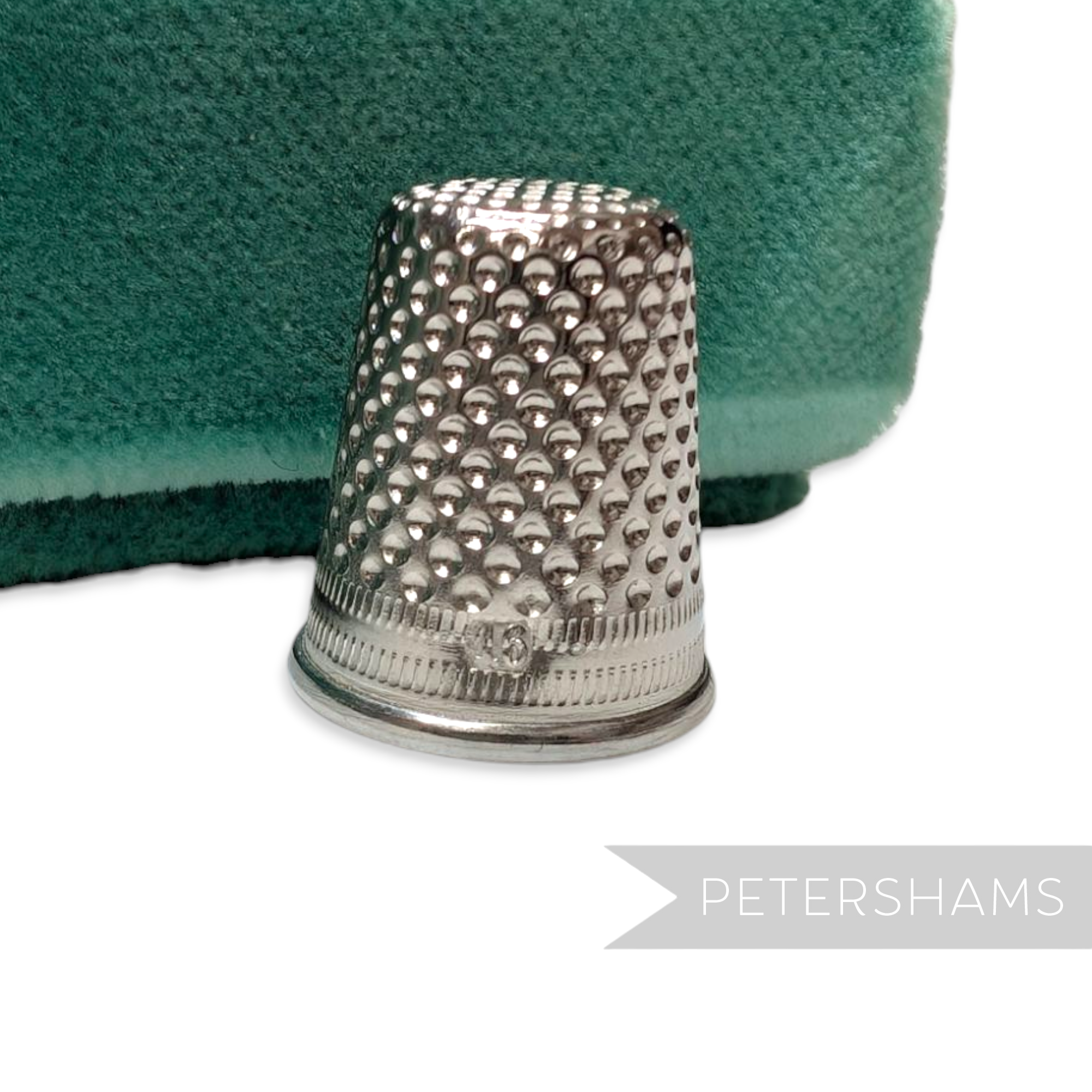 Petershams Millinery Supplies vintage German steel thimble with dimpled texture for sewing and millinery work