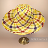 Petershams Millinery Supplies vintage Ecuador Panama straw capeline hat body with a multi-tone spiral swirl pattern.