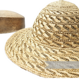 Petershams Millinery Supplies vintage 1950s handwoven seagrass and straw capeline hat body with intricate twist detail
