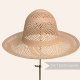 Petershams Millinery Supplies vintage open weave toquilla straw capeline hat body with swish pattern
