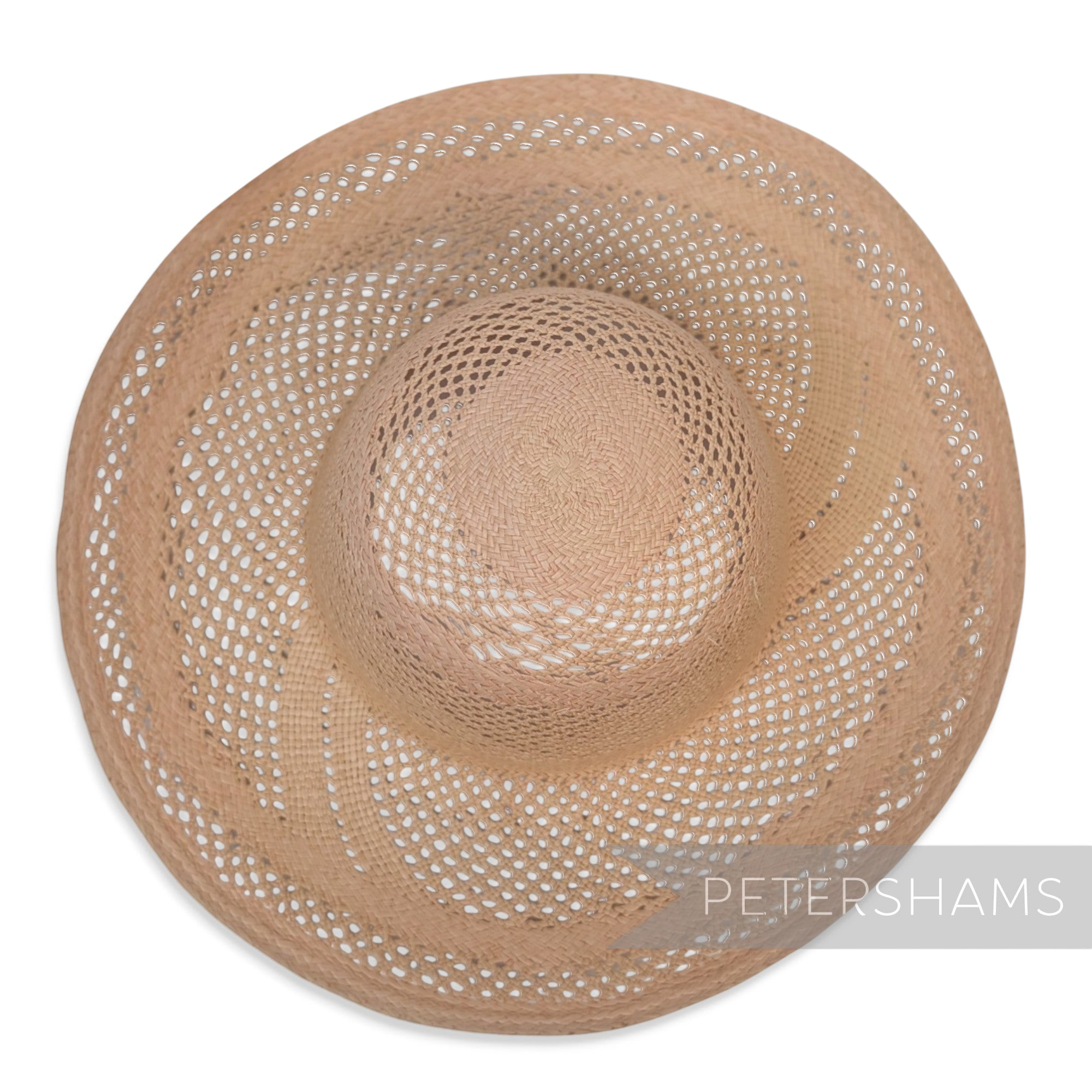 Petershams Millinery Supplies vintage Ecuador toquilla straw capeline hat body with open weave swish pattern