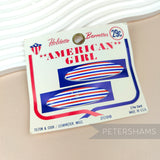 Petershams Millinery Supplies vintage 1960s Holdette American Girl striped hair barrettes on original display card