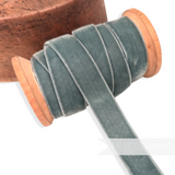 Petershams Millinery Supplies 16mm vintage dark grey velvet ribbon on a wooden spool