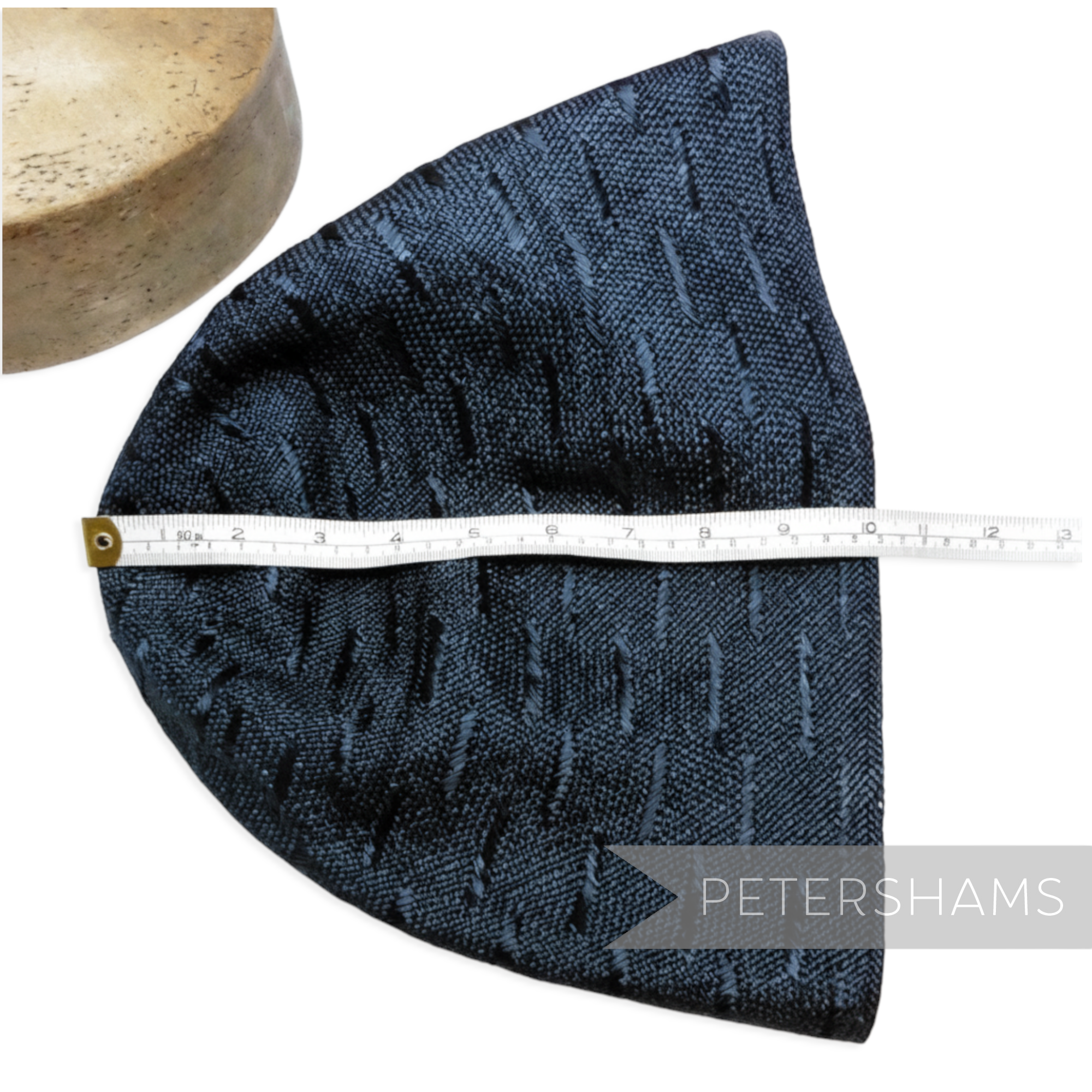 Petershams Millinery Supplies vintage navy blue visca hat cone with a dash pattern