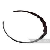 Petershams Millinery Supplies dark brown plastic headband with a wavy, tiara-like design and diamante embellishments.