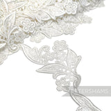 Petershams Millinery Supplies vintage 1980s white cotton guipure lace trim with floral and swirling leaf motifs