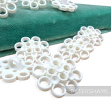 Petershams Millinery Supplies vintage 1960s white plastic circular pattern shank buttons for hats and fascinators