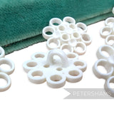 Petershams Millinery Supplies vintage 1960s white plastic circular shank buttons for hats and fascinators