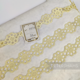 Petershams Millinery Supplies vintage Austrian yellow daisy lace trim with 25mm width on original paper packaging