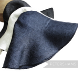 Petershams Millinery Supplies XL visca capeline hat bodies in black, white, and navy with a 1x1 checkerboard weave.