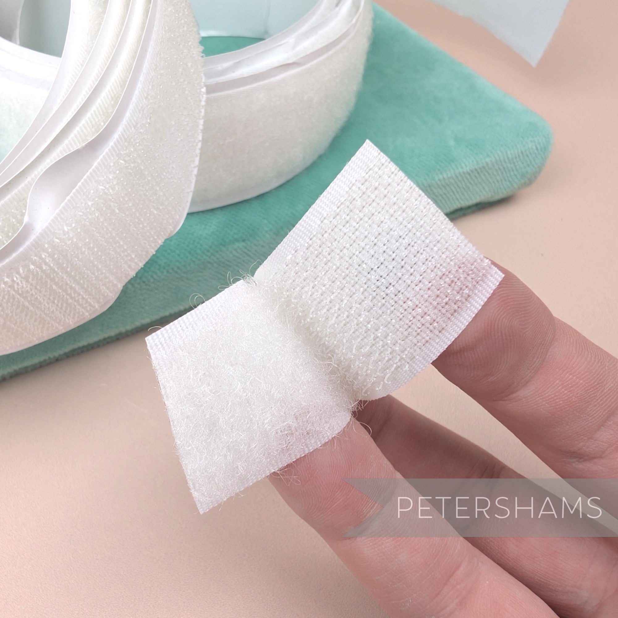 Petershams Millinery Supplies white self-adhesive hook and loop fastening tape