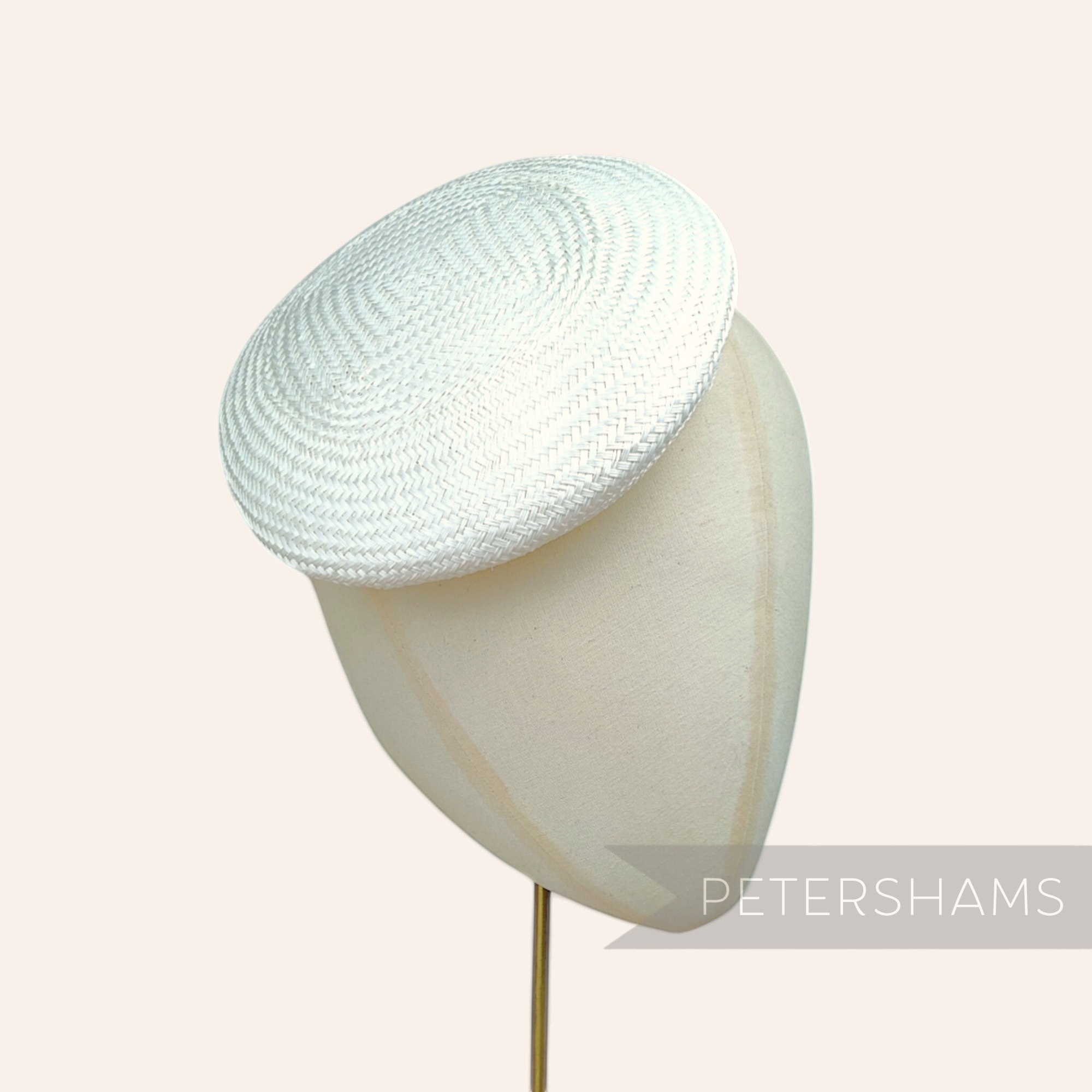 Petershams Millinery Supplies white 17cm round buntal straw button fascinator hat base