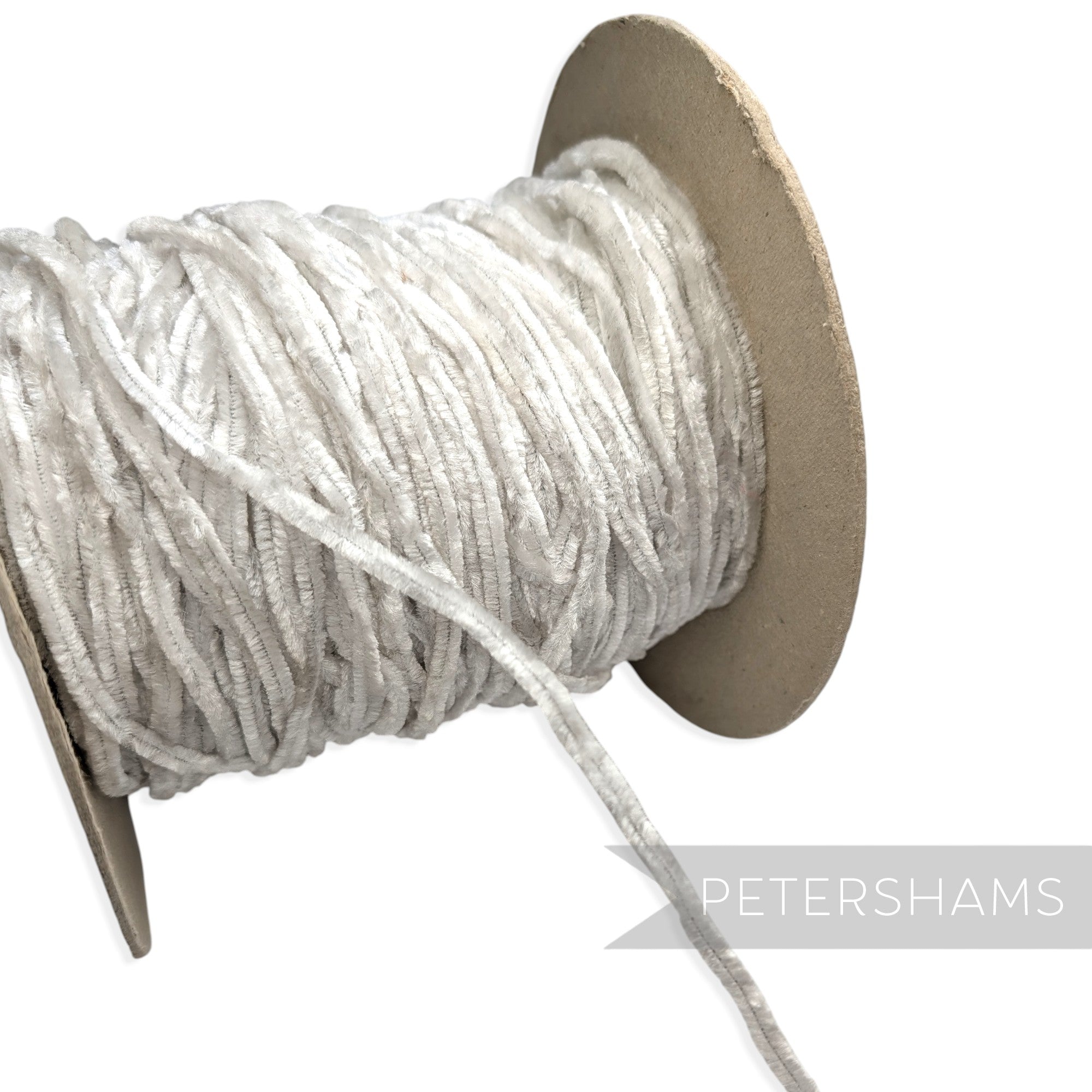 Petershams Millinery Supplies vintage white chenille wire on a spool for hat making and veiling dots