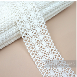 Petershams Millinery Supplies 43mm white cotton lace trim with intricate double-row pattern and picot edge detail. Perfect for weddings, brides and veils