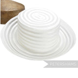 Petershams Millinery Supplies white swirled crinoline and shiny polybraid capeline hat body with upturned brim