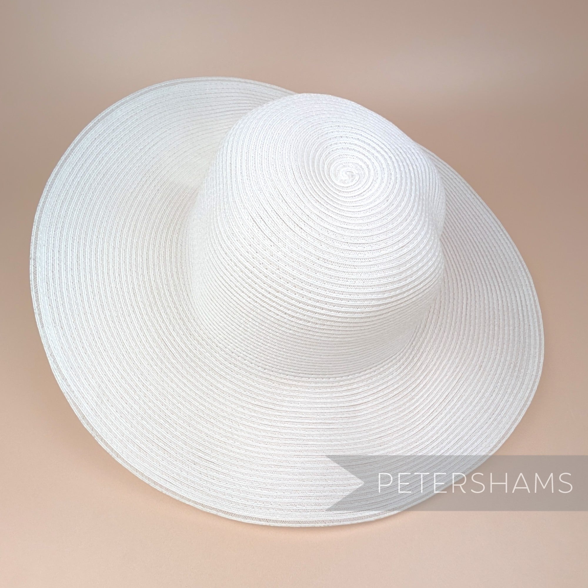 Petershams Millinery Supplies vintage 1980s white crinoline capeline hat body with swirled woven trim