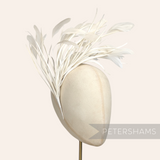 Petershams Millinery Supplies extra large white stripped coque and goose biot feather hat mount