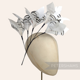 Petershams Millinery Supplies extra large white Lady Amherst and goose feather flower hat mount