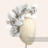 Petershams Millinery Supplies extra large white Lady Amherst and goose feather flower hat mount