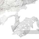 Petershams Millinery Supplies vintage white cotton guipure lace trim with swirling leaves and flower motifs