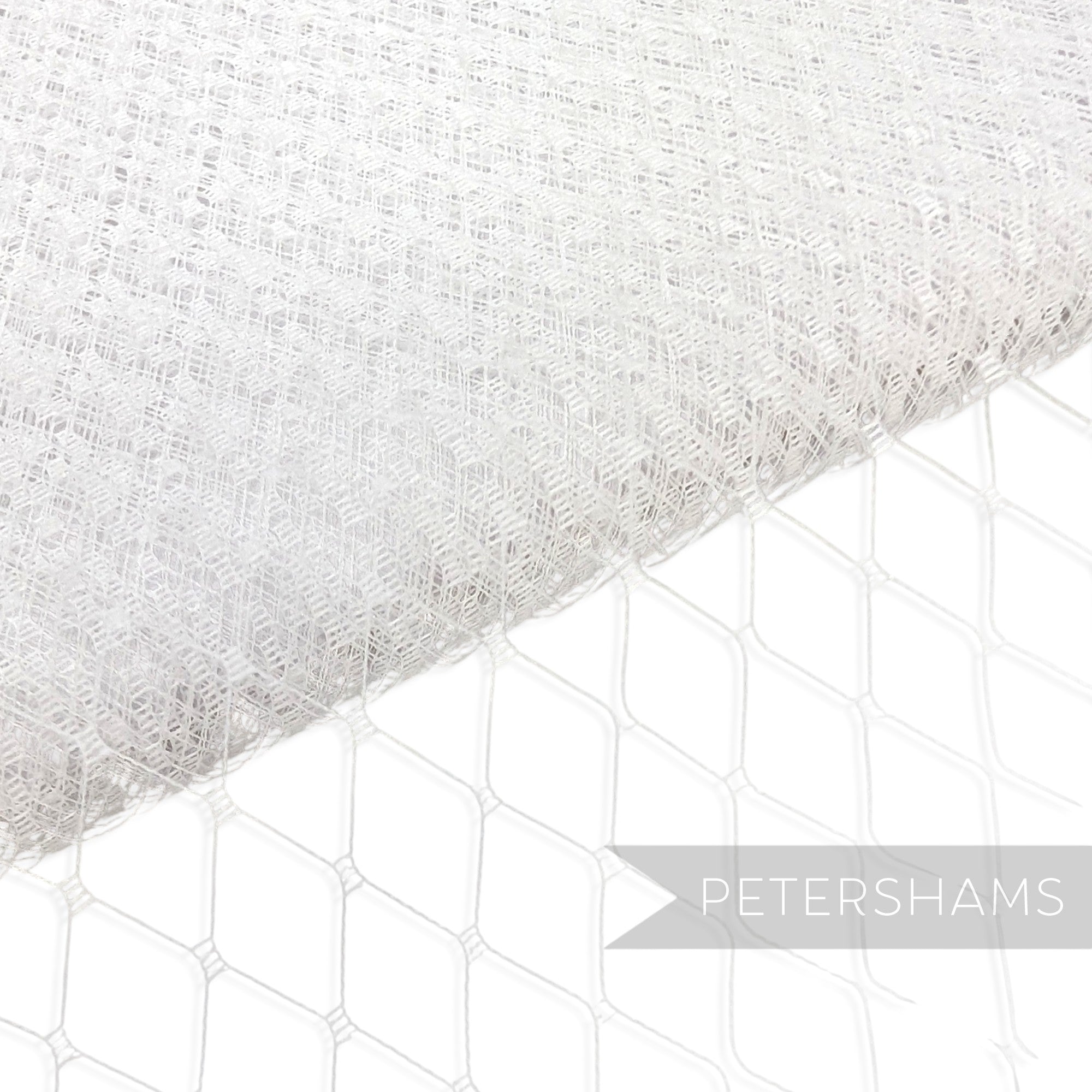 Petershams Millinery Supplies white 18 inch wide diamond pattern hat veiling for wedding birdcage veils
