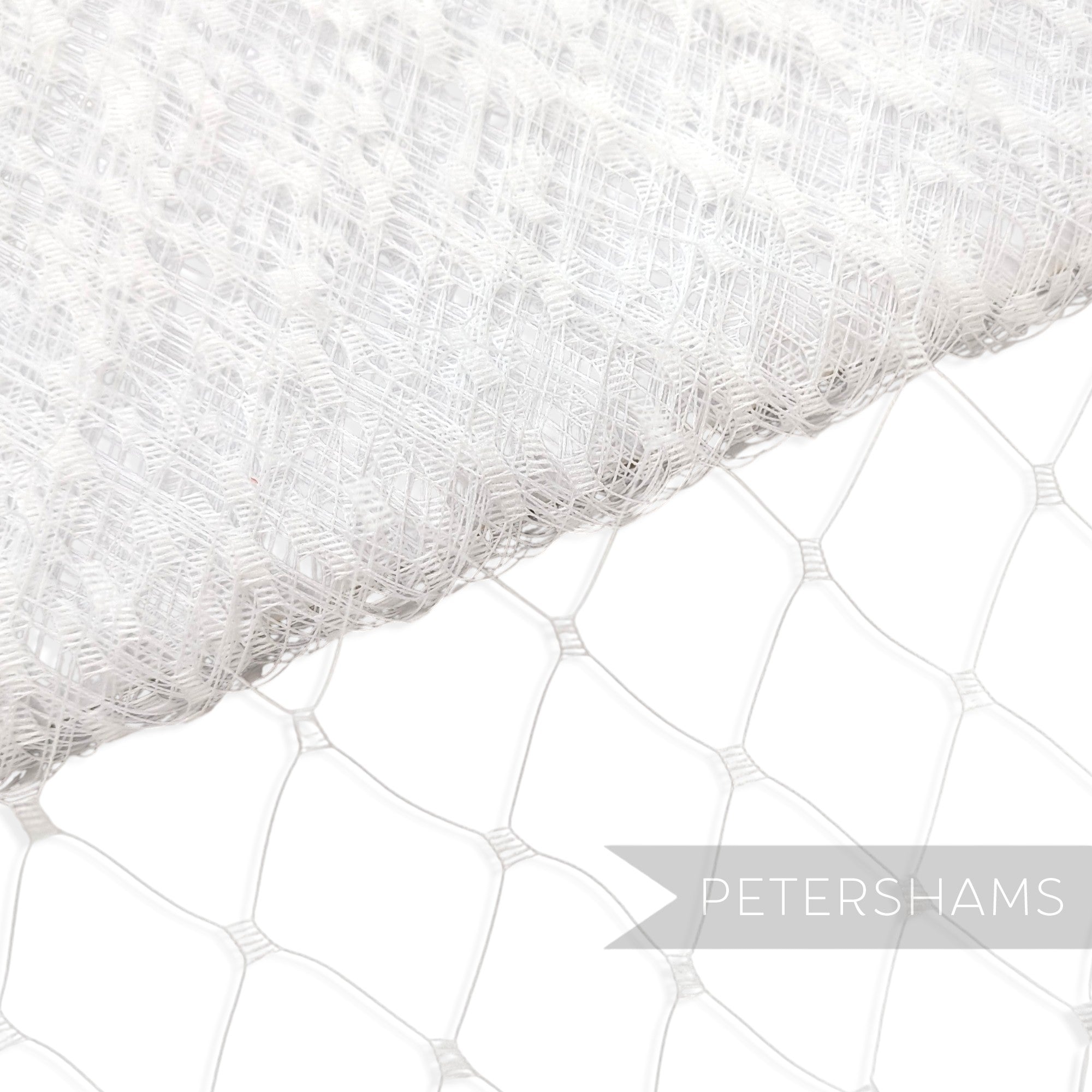 Petershams Millinery Supplies white 12-inch wide English merry widow veiling with large 3cm diamond pattern nylon mesh