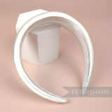 Petershams Millinery Supplies white satin 40mm super padded headband with smooth braid lining for millinery projects