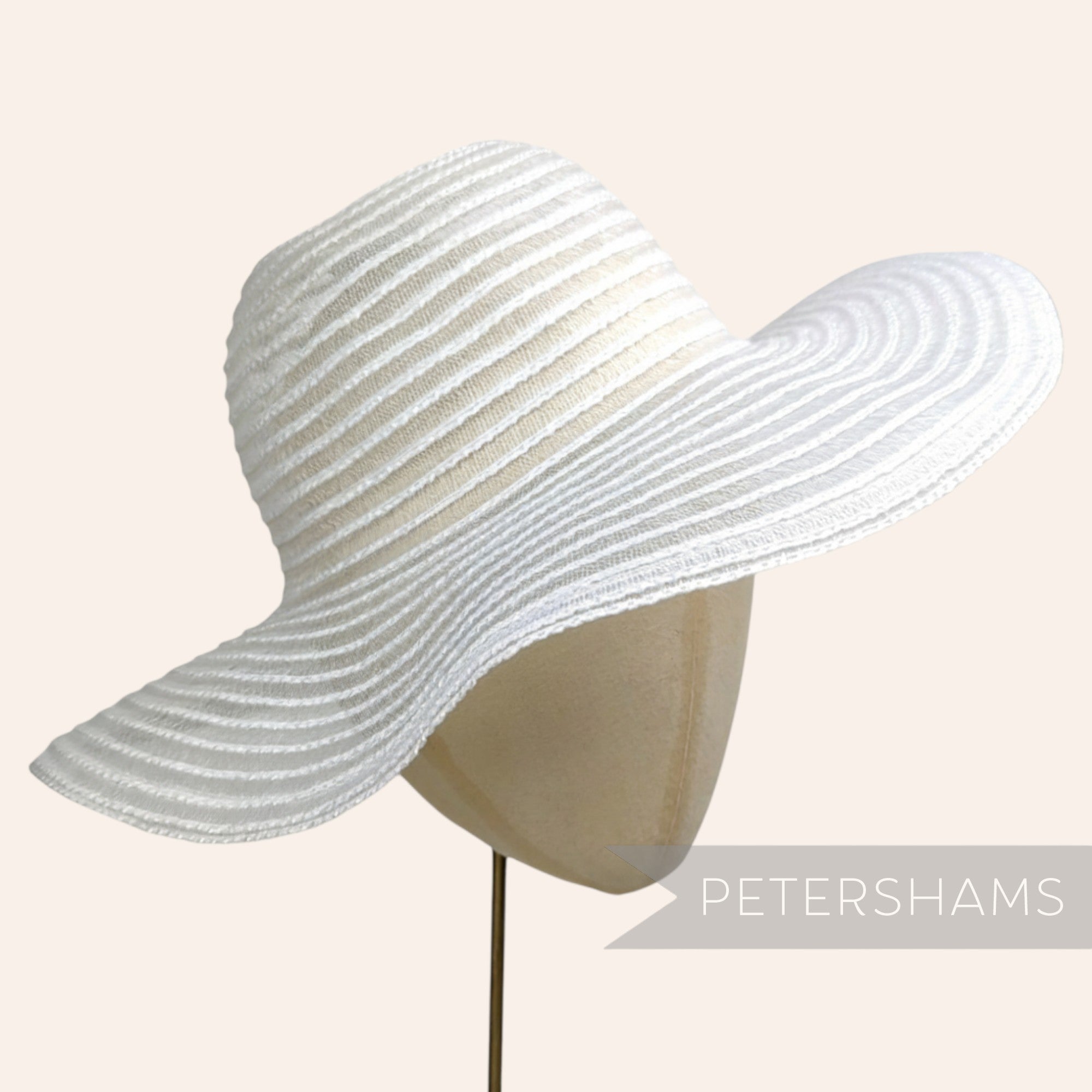 Petershams Millinery Supplies white scalloped crinoline and visca braid capeline hat body for summer millinery