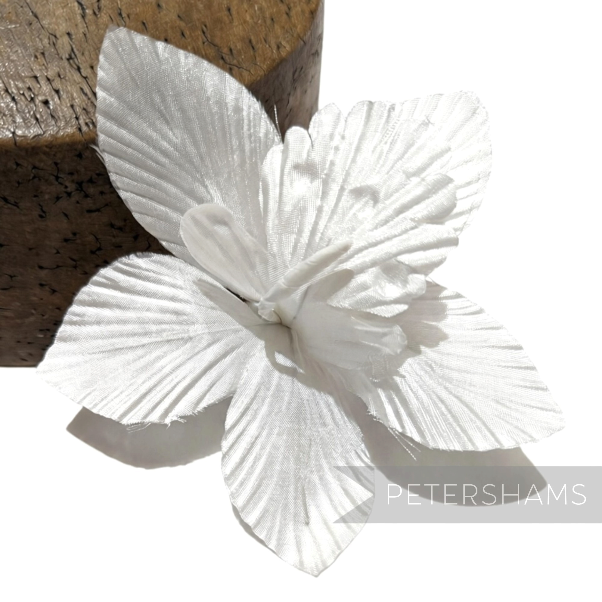 Petershams Millinery Supplies Coco white silk orchid flower hat mount for fascinators and millinery projects