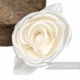 Petershams Millinery Supplies Carmel ivory silk rose flower hat mount with wired leaves and stem