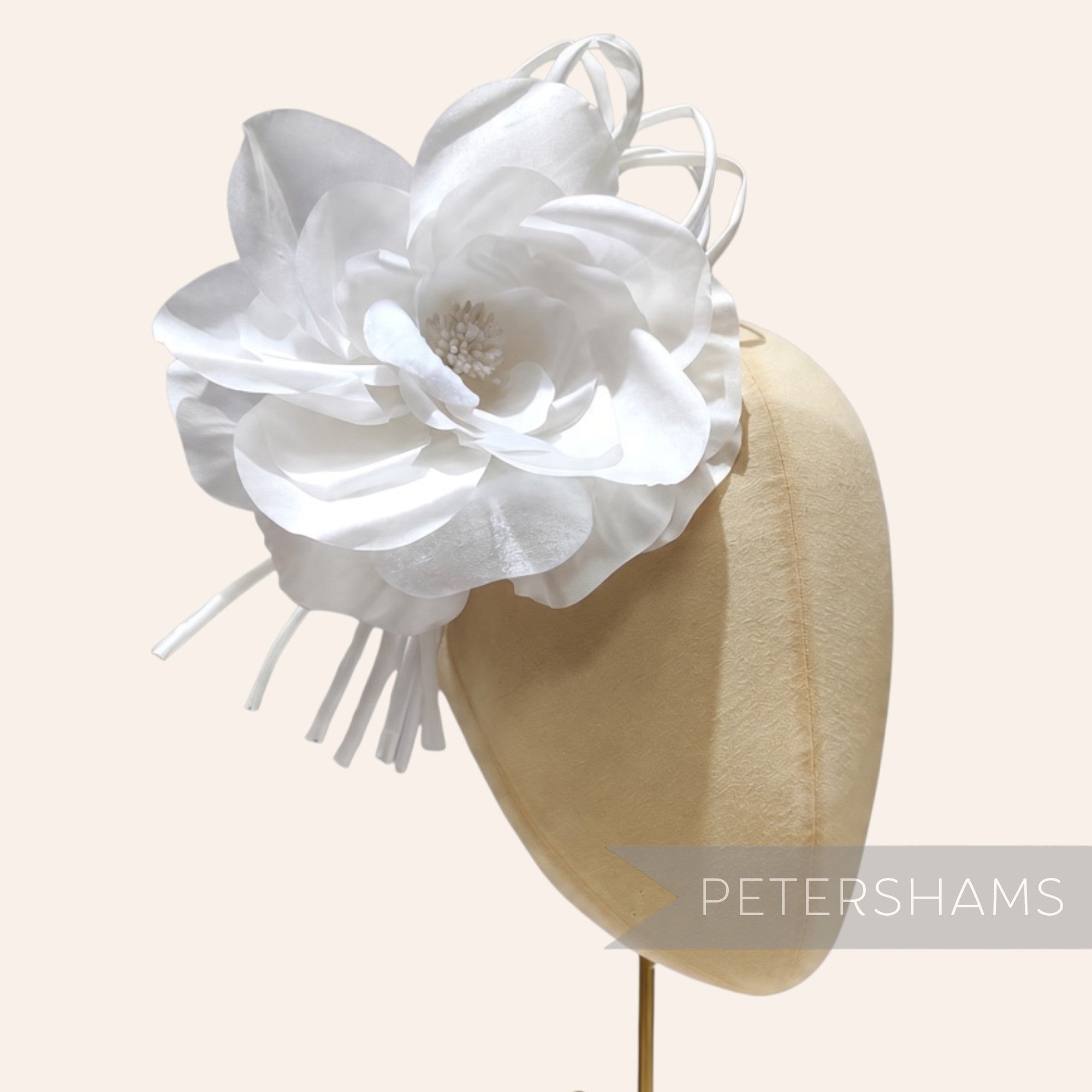Petershams Millinery Supplies Bria ivory silk and velvet rose flower with wired stem and central stamens