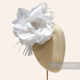 Petershams Millinery Supplies Bria ivory silk and velvet rose flower with wired stem and central stamens