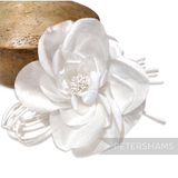 Petershams Millinery Supplies Bria ivory silk and velvet rose flower with stamens and hand rolled loops
