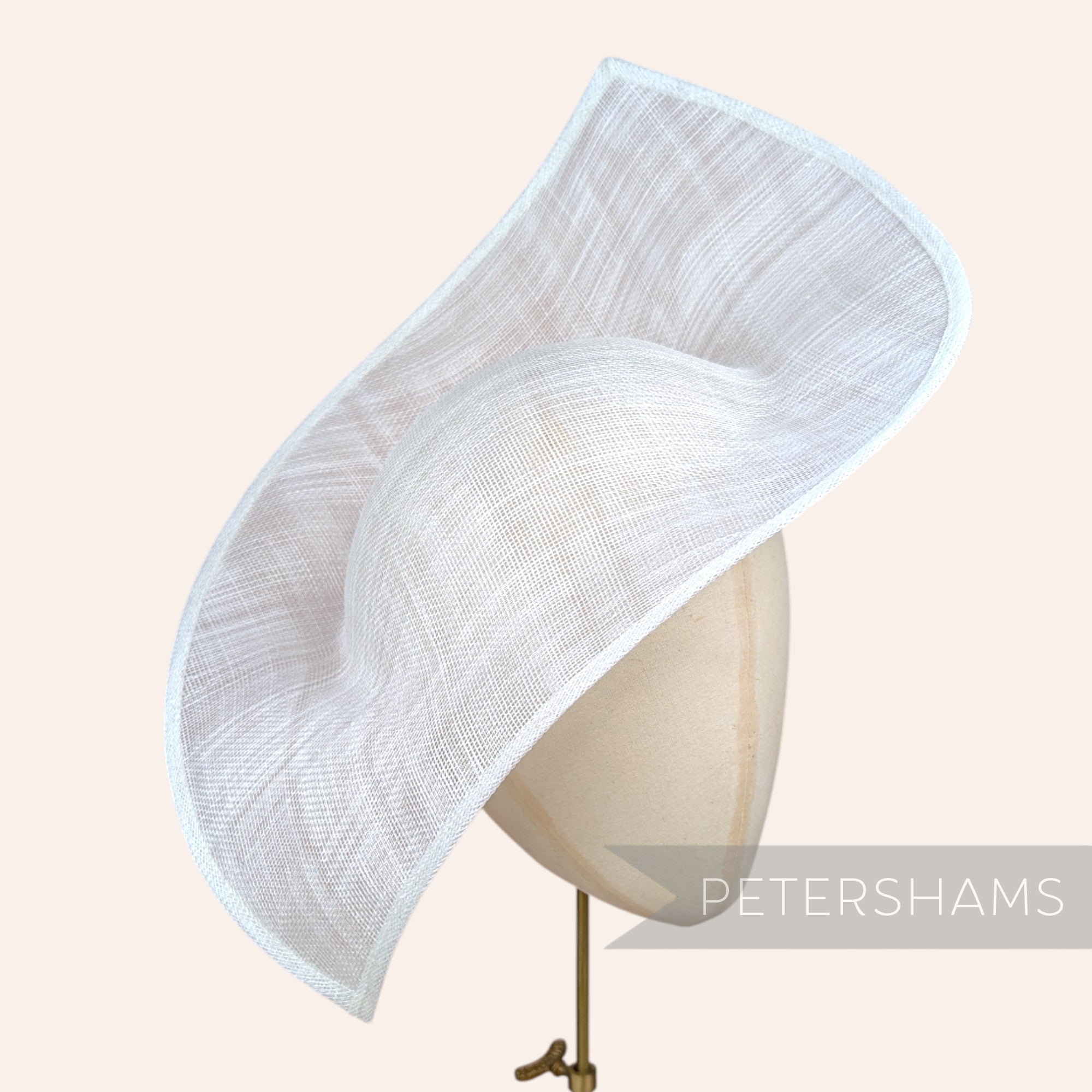 Petershams Millinery Supplies white sinamay double pointed fascinator hat base